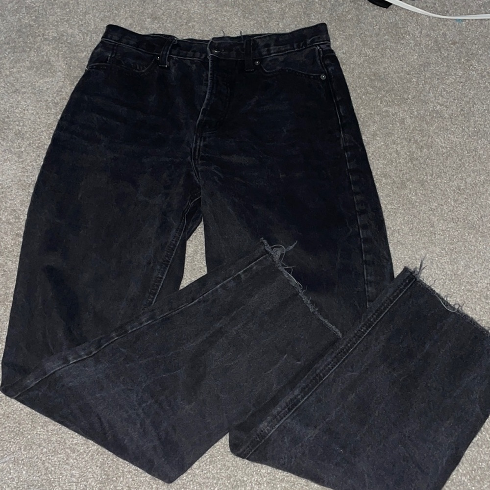 Striaght high waisted grunge black jeans